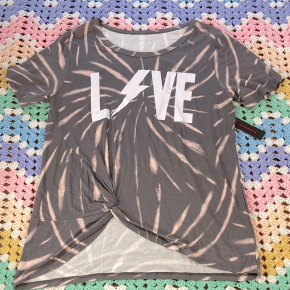 No Boundaries grey / cream Love Tee Shirt thunderbolt large women’s knot - Picture 1 of 9
